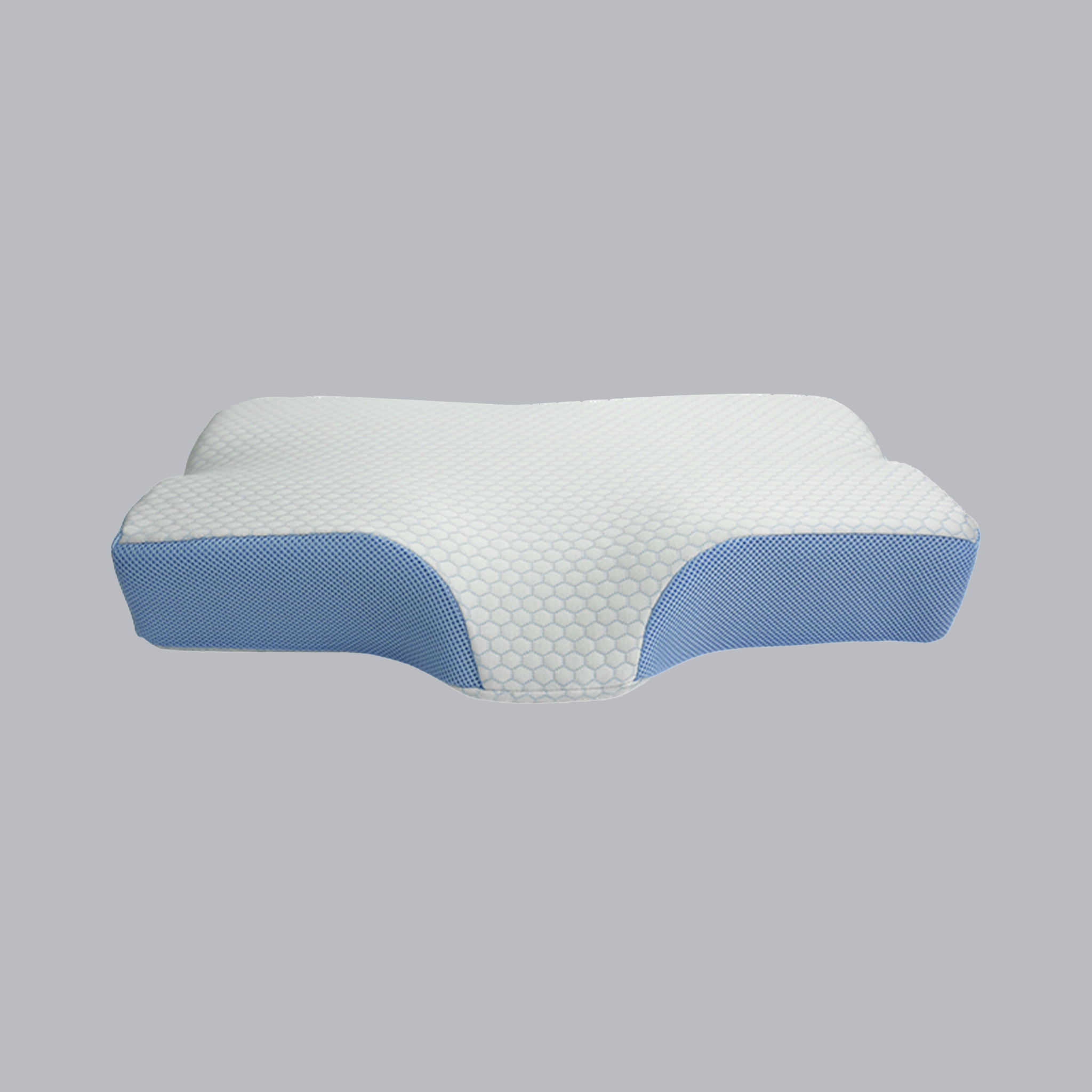 En forma de S combinada con una almohada para el cuello con textura de panal blanca en forma de arco